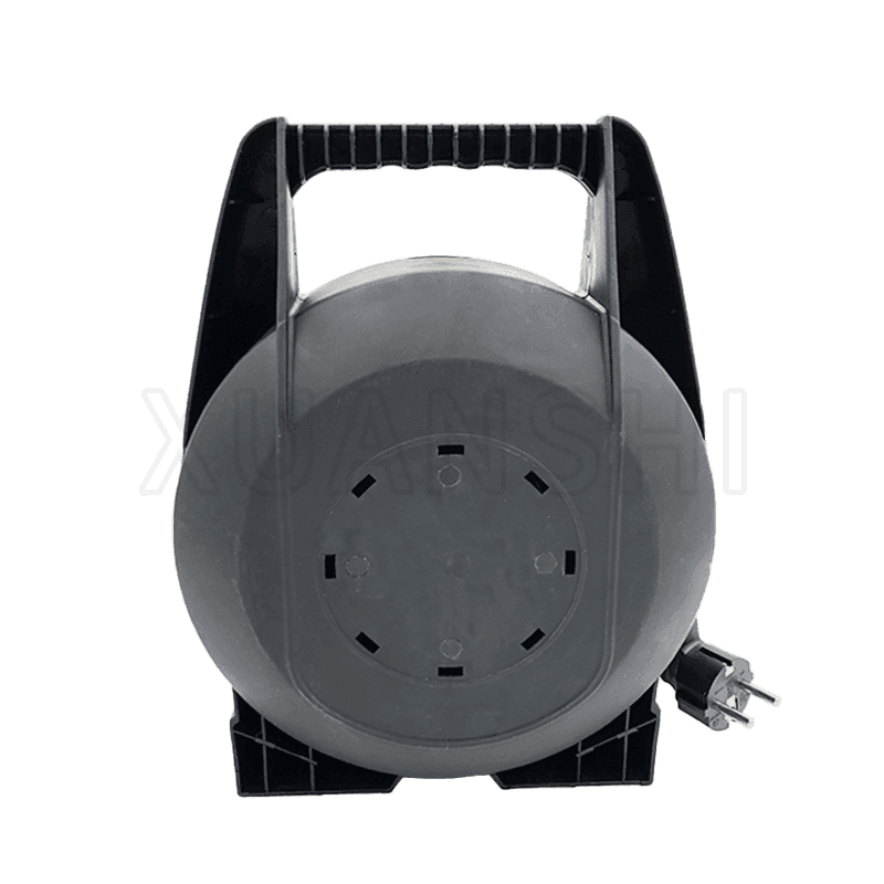 Europeisk standard 4-vägs uttag liten indragbar plastrulle för förlängningskabel JL-3,XS-XPD1A
